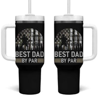 Disc Golf Best Dad By Par Tumbler With Handle Funny Sports Golfer Frisbee Camo American Flag - Wonder Print Shop