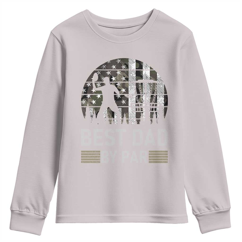 Disc Golf Best Dad By Par Youth Sweatshirt Funny Sports Golfer Frisbee Camo American Flag - Wonder Print Shop