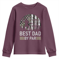 Disc Golf Best Dad By Par Youth Sweatshirt Funny Sports Golfer Frisbee Camo American Flag - Wonder Print Shop
