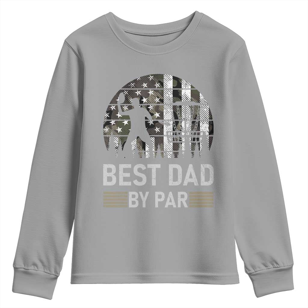 Disc Golf Best Dad By Par Youth Sweatshirt Funny Sports Golfer Frisbee Camo American Flag - Wonder Print Shop