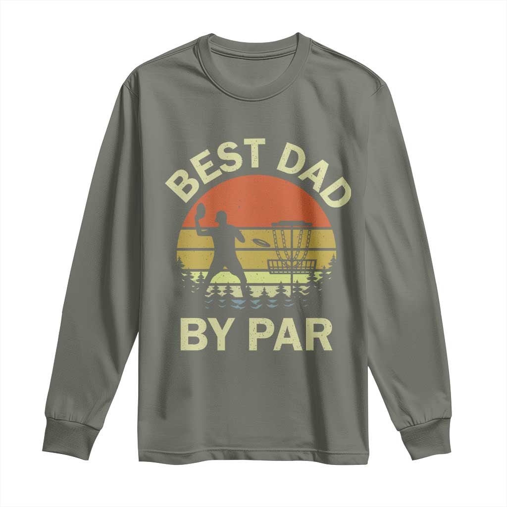 Best Dad By Par Disc Golf Long Sleeve Shirt American Camouflage FlaG