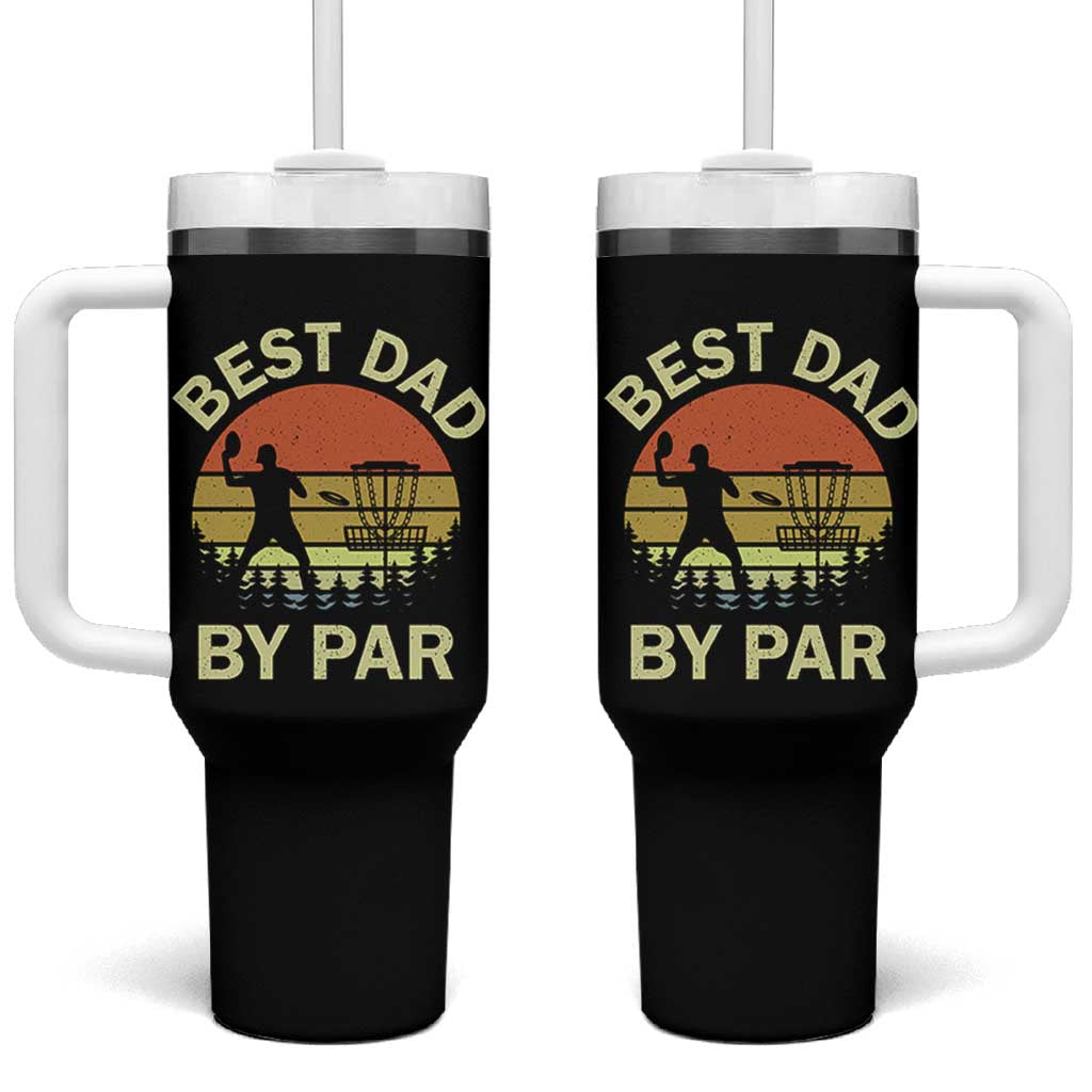 Best Dad By Par Disc Golf Tumbler With Handle American Camouflage Flag