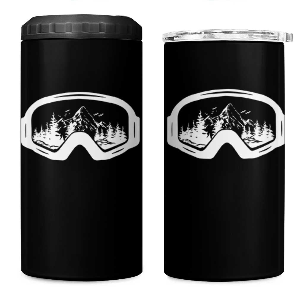 Skiing 4 in 1 Can Cooler Tumbler Skiing Goggles Snow Wintersport Ski Snowboard