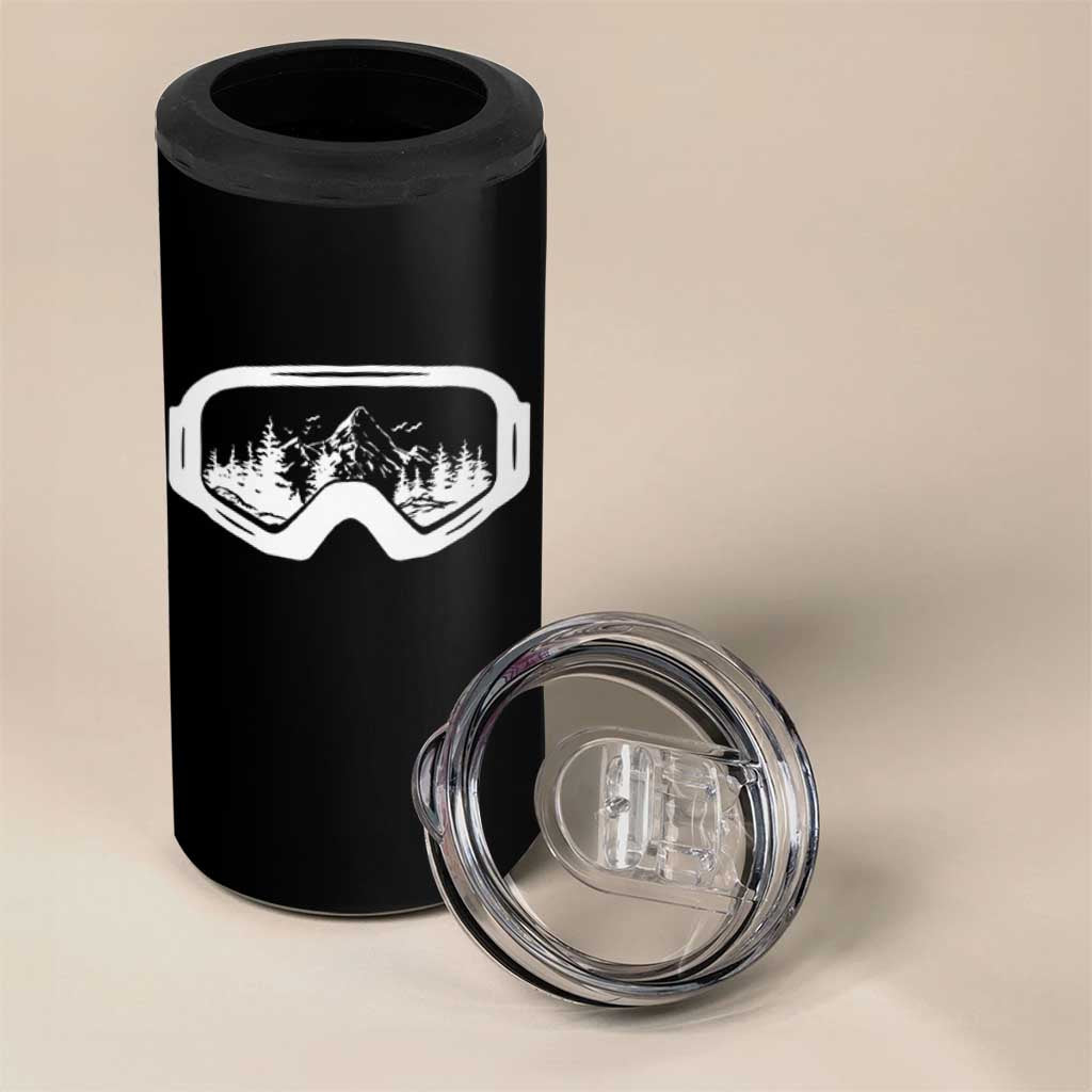 Skiing 4 in 1 Can Cooler Tumbler Skiing Goggles Snow Wintersport Ski Snowboard