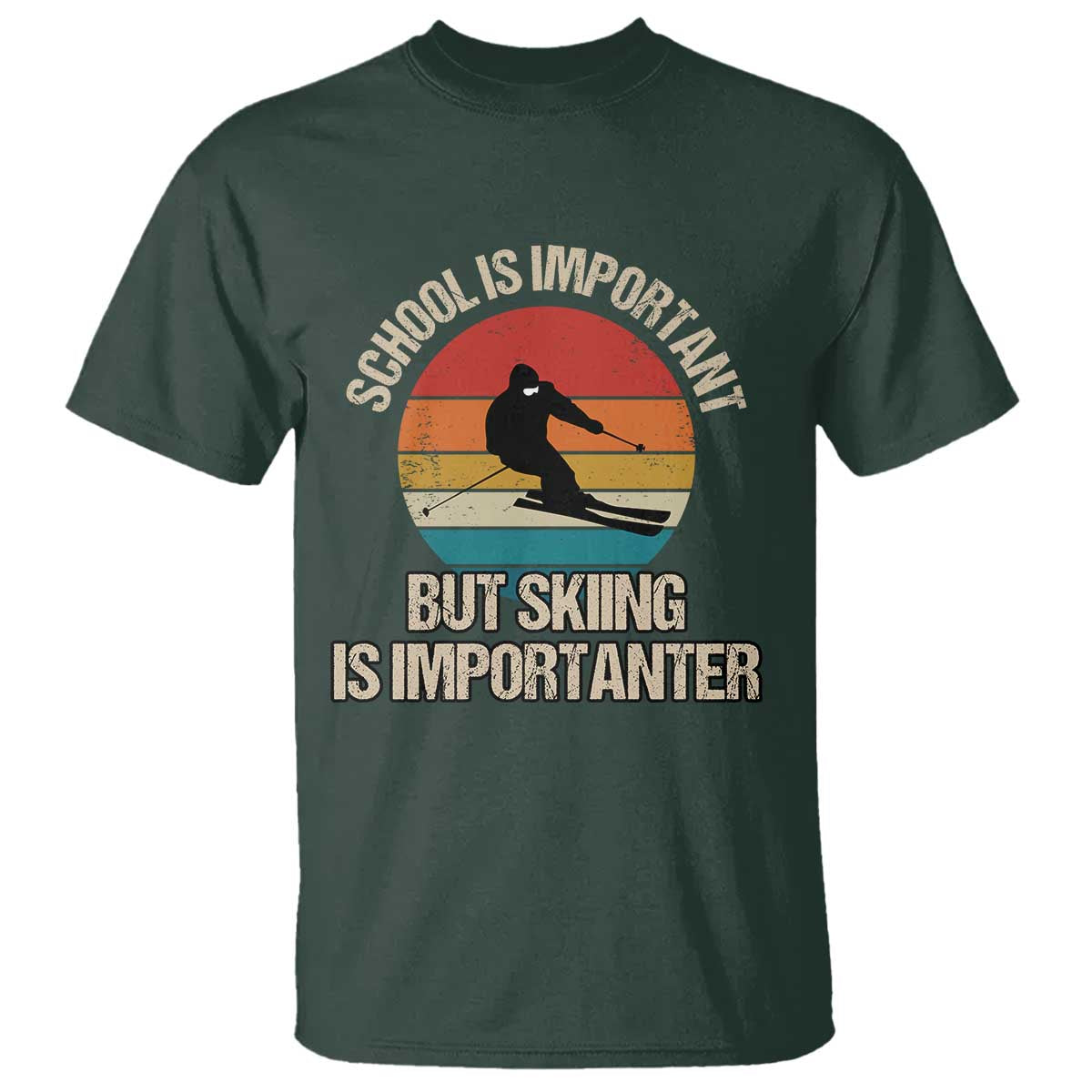 Skiing T Shirt School Is Important But Skiing Is Importanter Ski Funny Gift - Wonder Print Shop