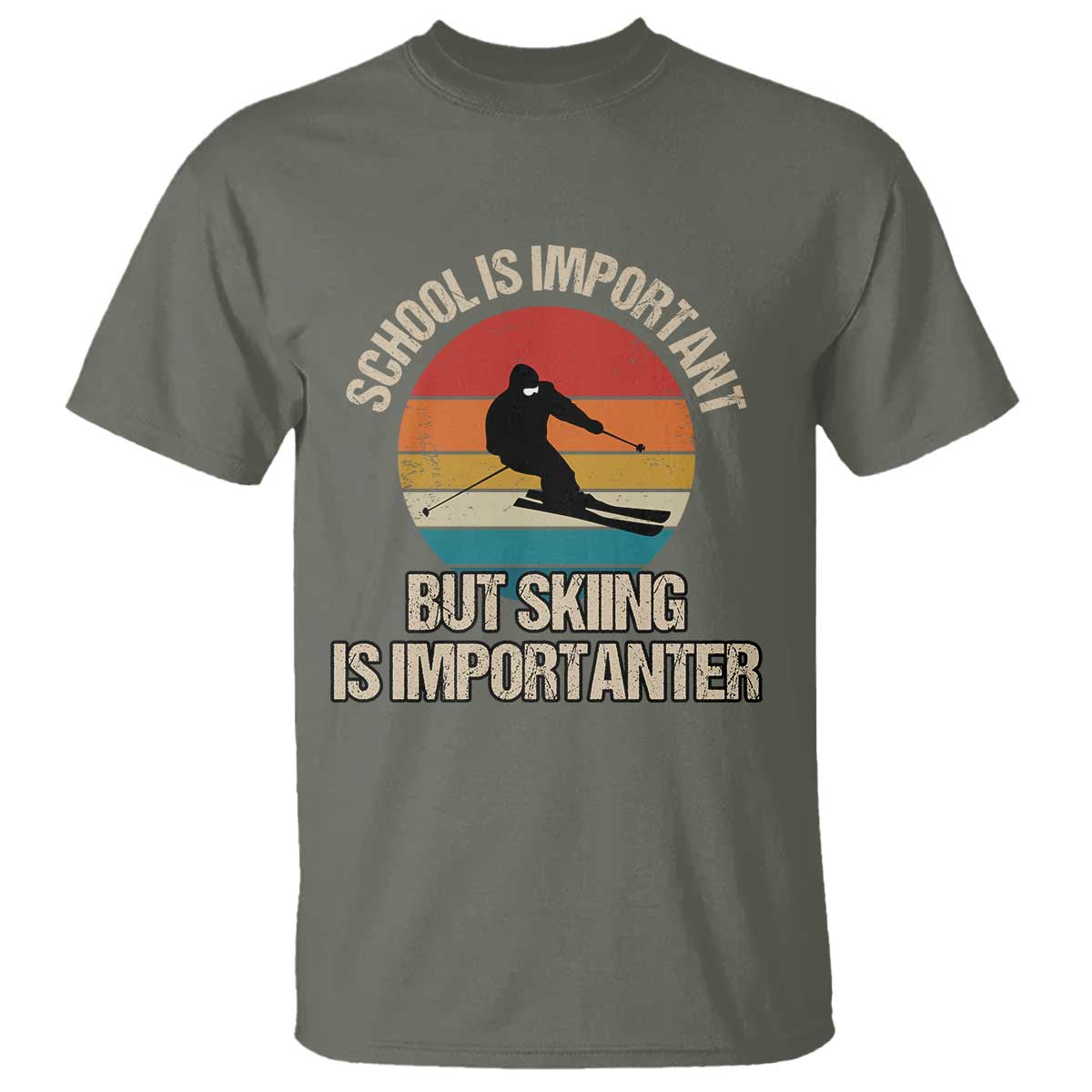 Skiing T Shirt School Is Important But Skiing Is Importanter Ski Funny Gift - Wonder Print Shop