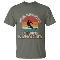 Skiing T Shirt School Is Important But Skiing Is Importanter Ski Funny Gift - Wonder Print Shop