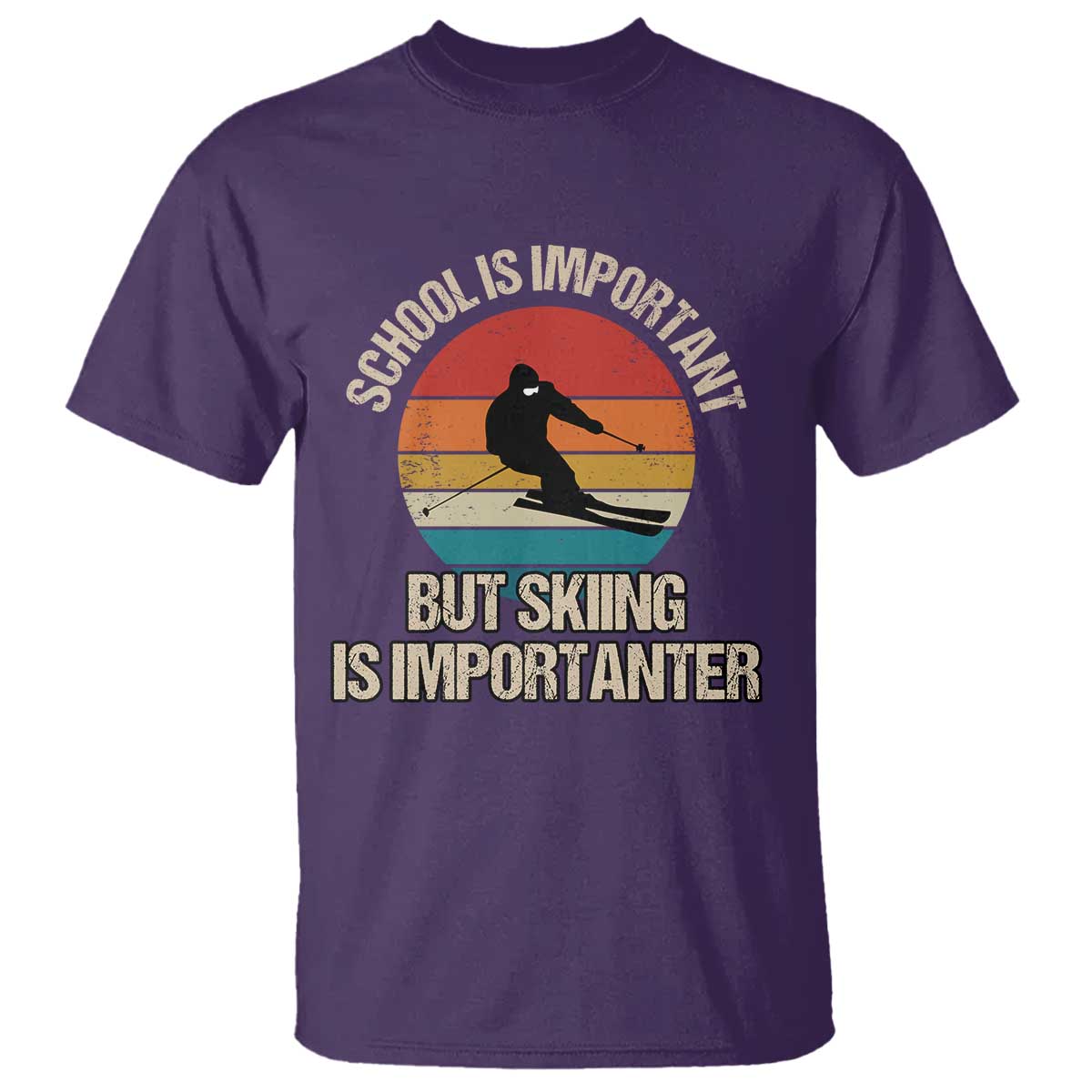 Skiing T Shirt School Is Important But Skiing Is Importanter Ski Funny Gift - Wonder Print Shop