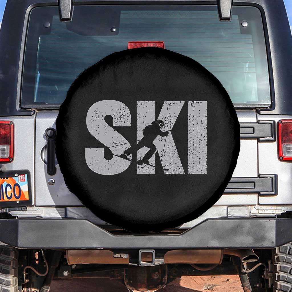 Cool Distressed Skiing Spare Tire Cover for Skiers