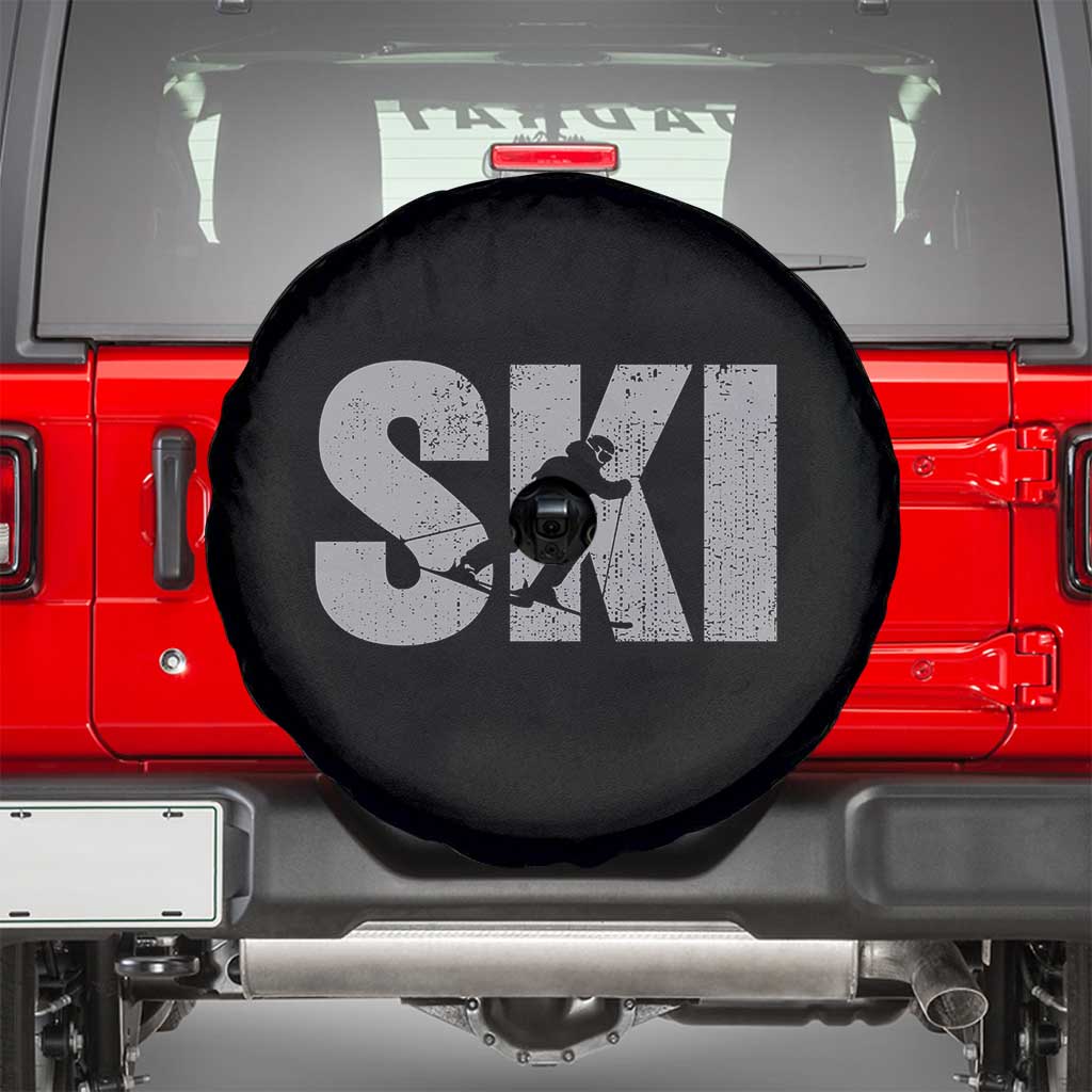 Cool Distressed Skiing Spare Tire Cover for Skiers