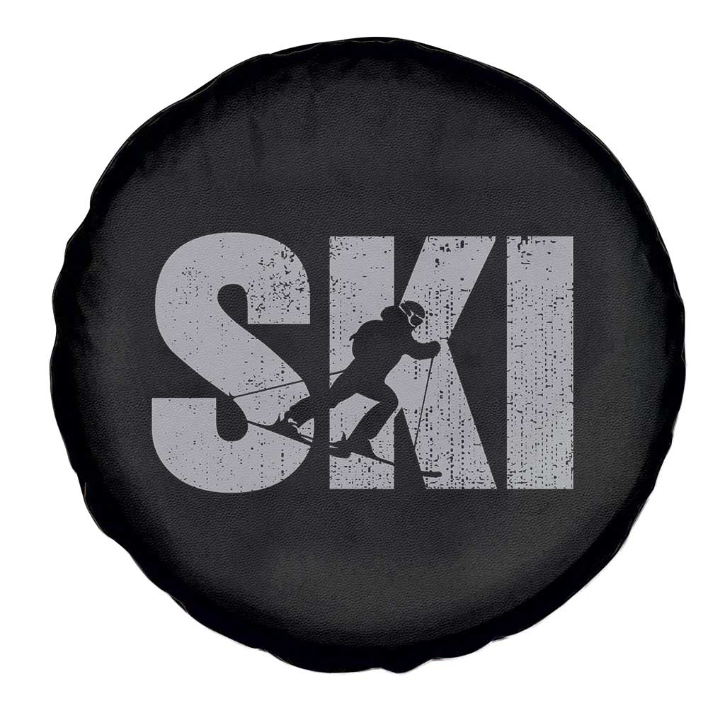 Cool Distressed Skiing Spare Tire Cover for Skiers