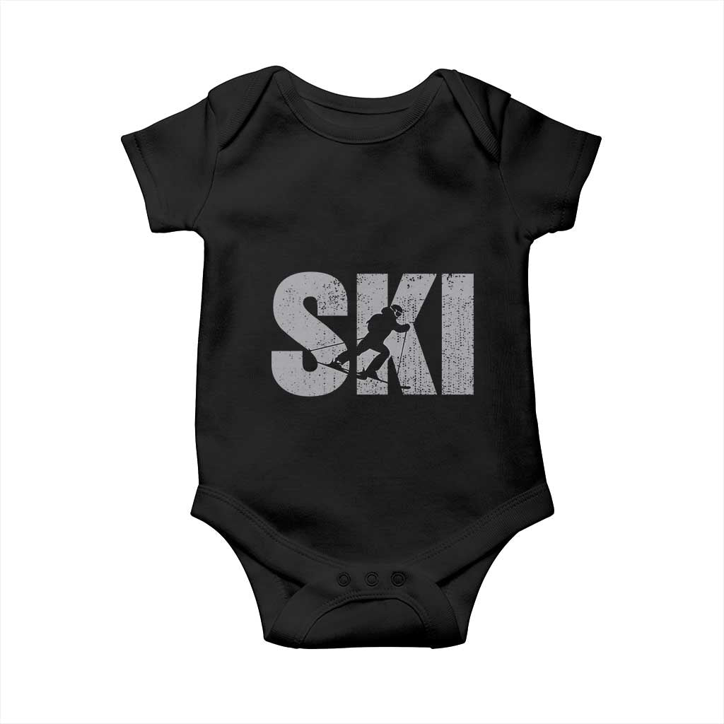 Cool Distressed Skiing Baby Onesie for Skiers
