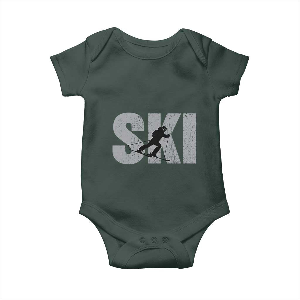 Cool Distressed Skiing Baby Onesie for Skiers