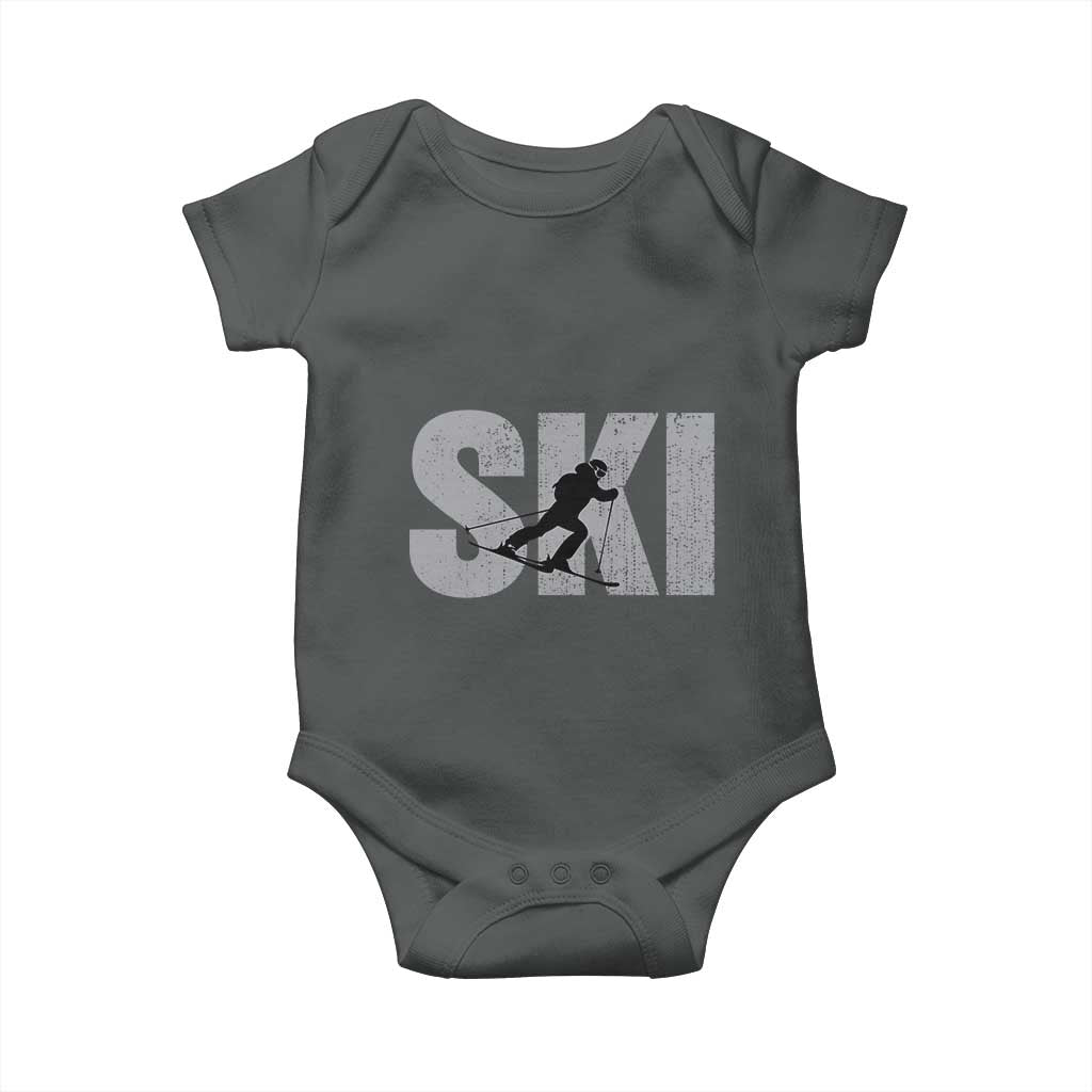 Cool Distressed Skiing Baby Onesie for Skiers