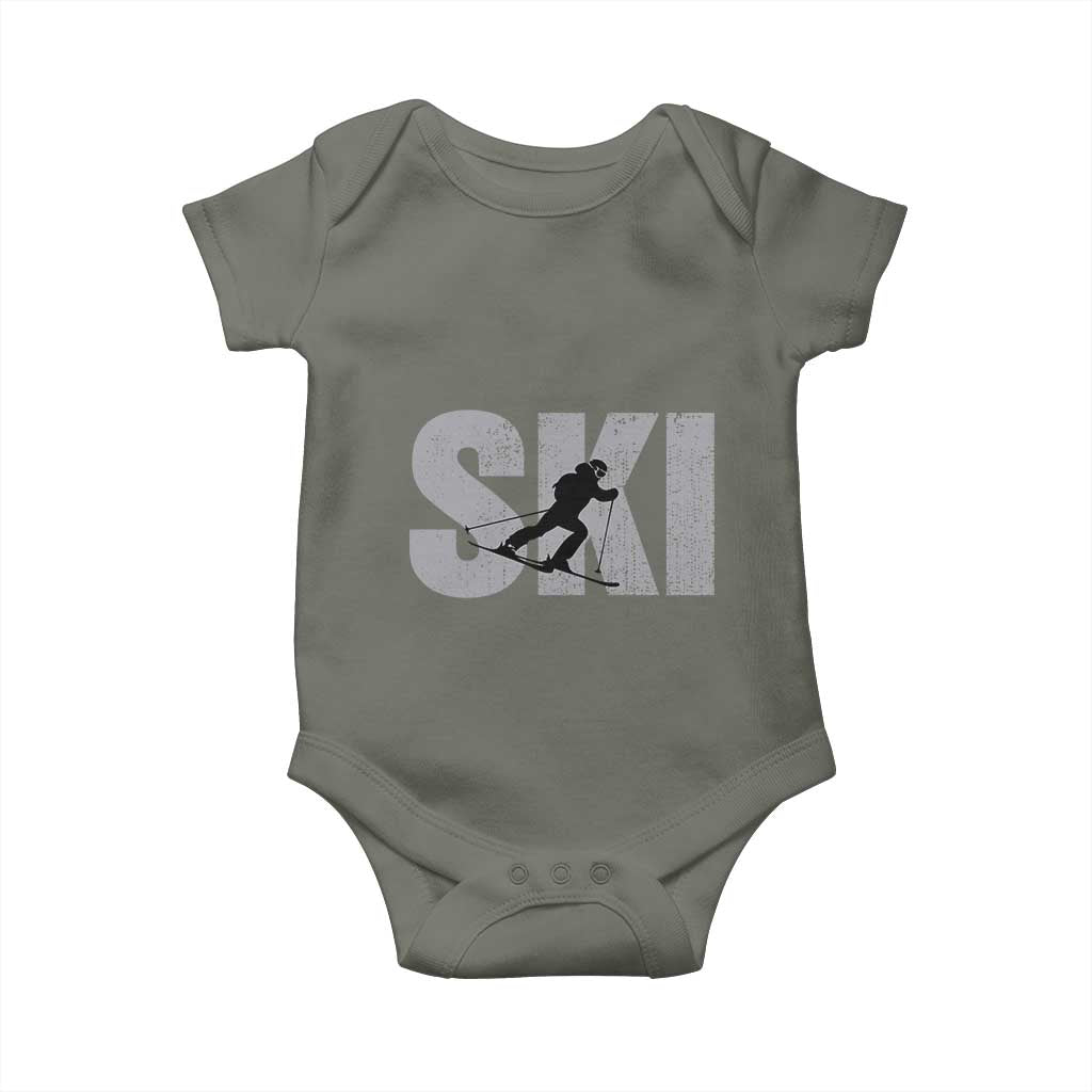 Cool Distressed Skiing Baby Onesie for Skiers