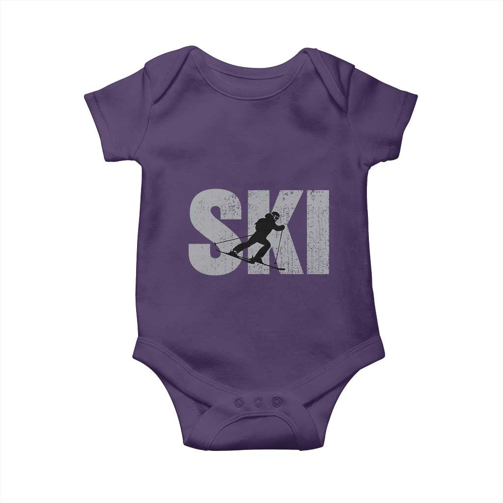 Cool Distressed Skiing Baby Onesie for Skiers