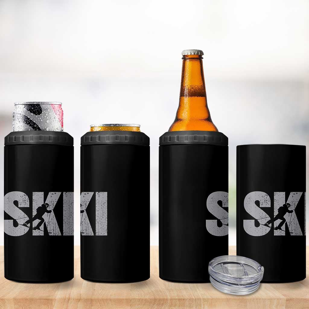 Cool Distressed Skiing 4 in 1 Can Cooler Tumbler for Skiers