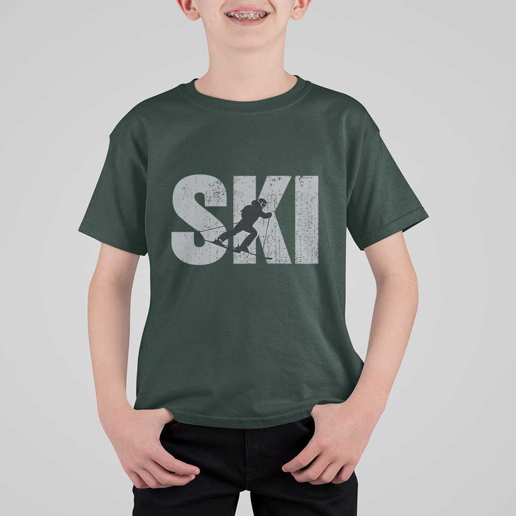 Cool Distressed Skiing T Shirt For Kid for Skiers - Wonder Print Shop