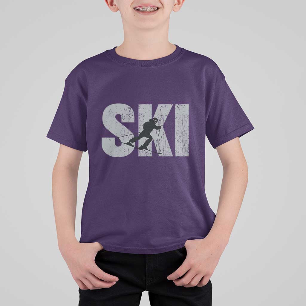 Cool Distressed Skiing T Shirt For Kid for Skiers - Wonder Print Shop