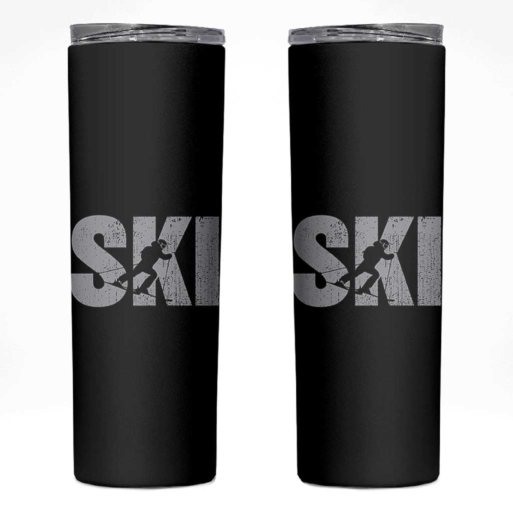 Cool Distressed Skiing Skinny Tumbler for Skiers