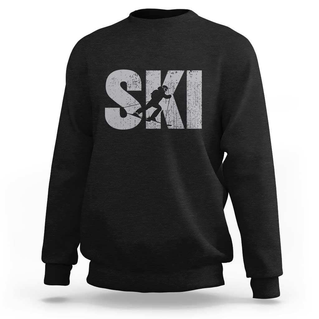 Cool Distressed Skiing Sweatshirt for Skiers - Wonder Print Shop