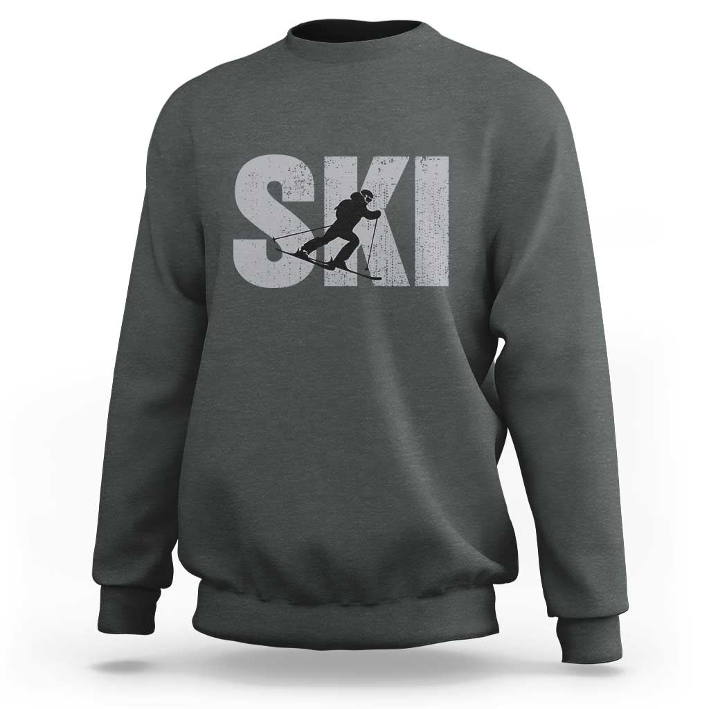 Cool Distressed Skiing Sweatshirt for Skiers - Wonder Print Shop