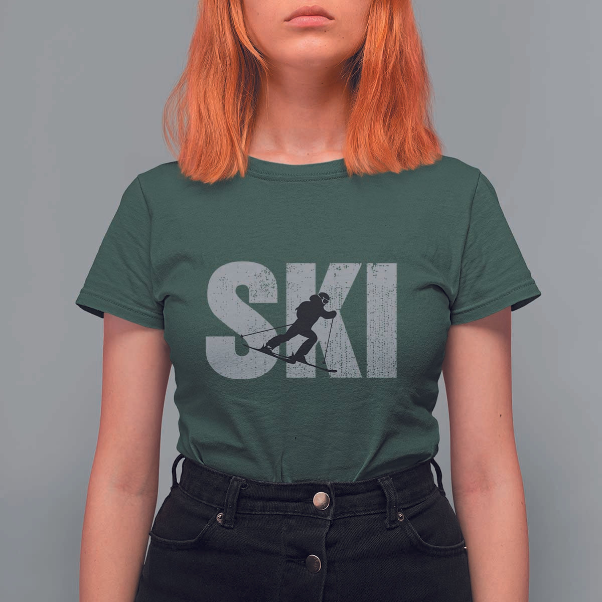 Cool Distressed Skiing T Shirt For Women for Skiers - Wonder Print Shop