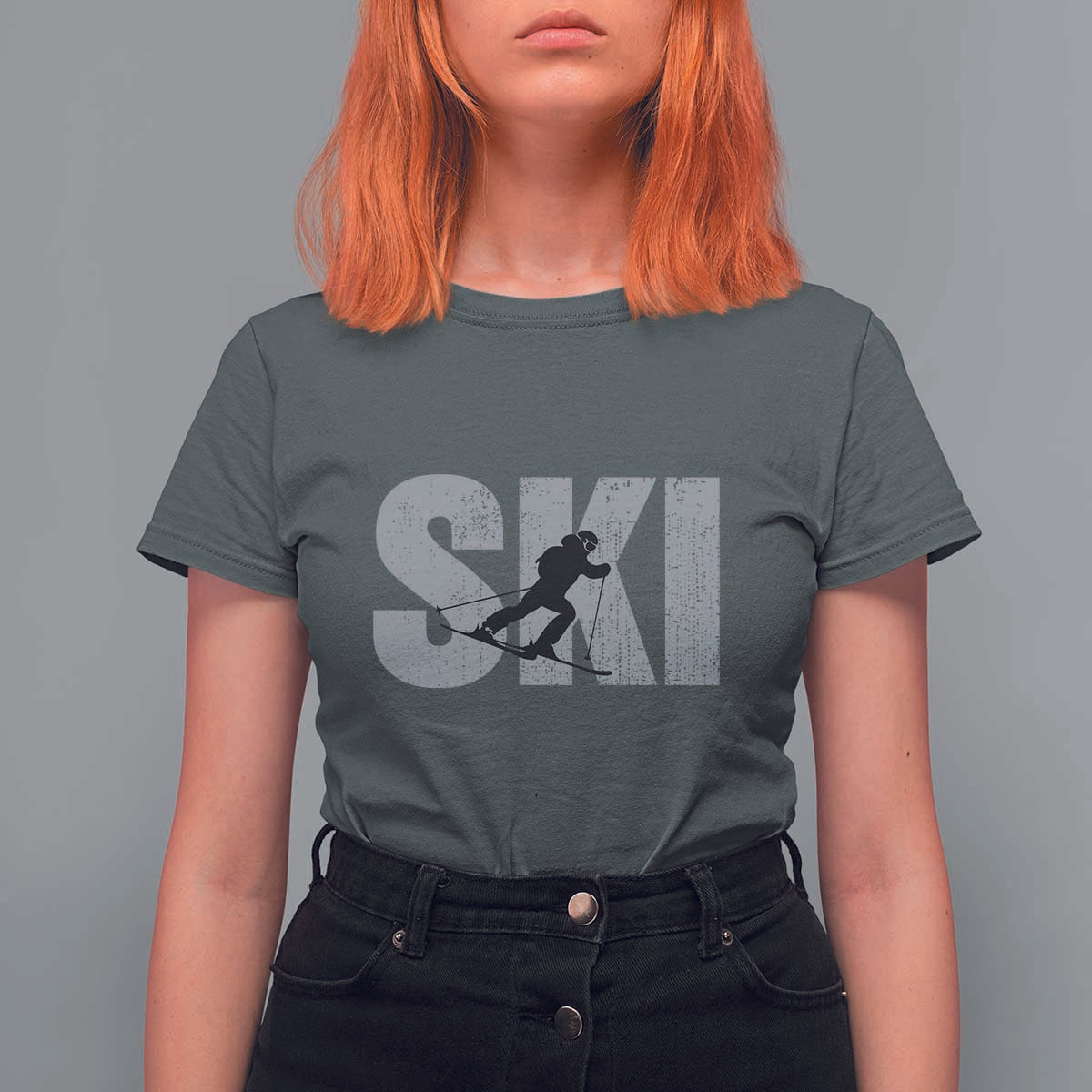 Cool Distressed Skiing T Shirt For Women for Skiers - Wonder Print Shop