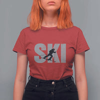 Cool Distressed Skiing T Shirt For Women for Skiers - Wonder Print Shop
