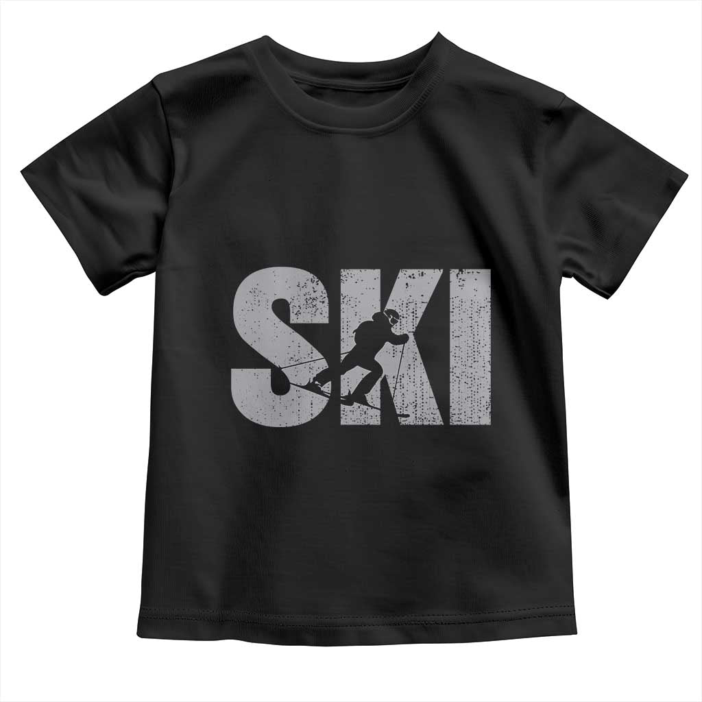 Cool Distressed Skiing Toddler T Shirt for Skiers