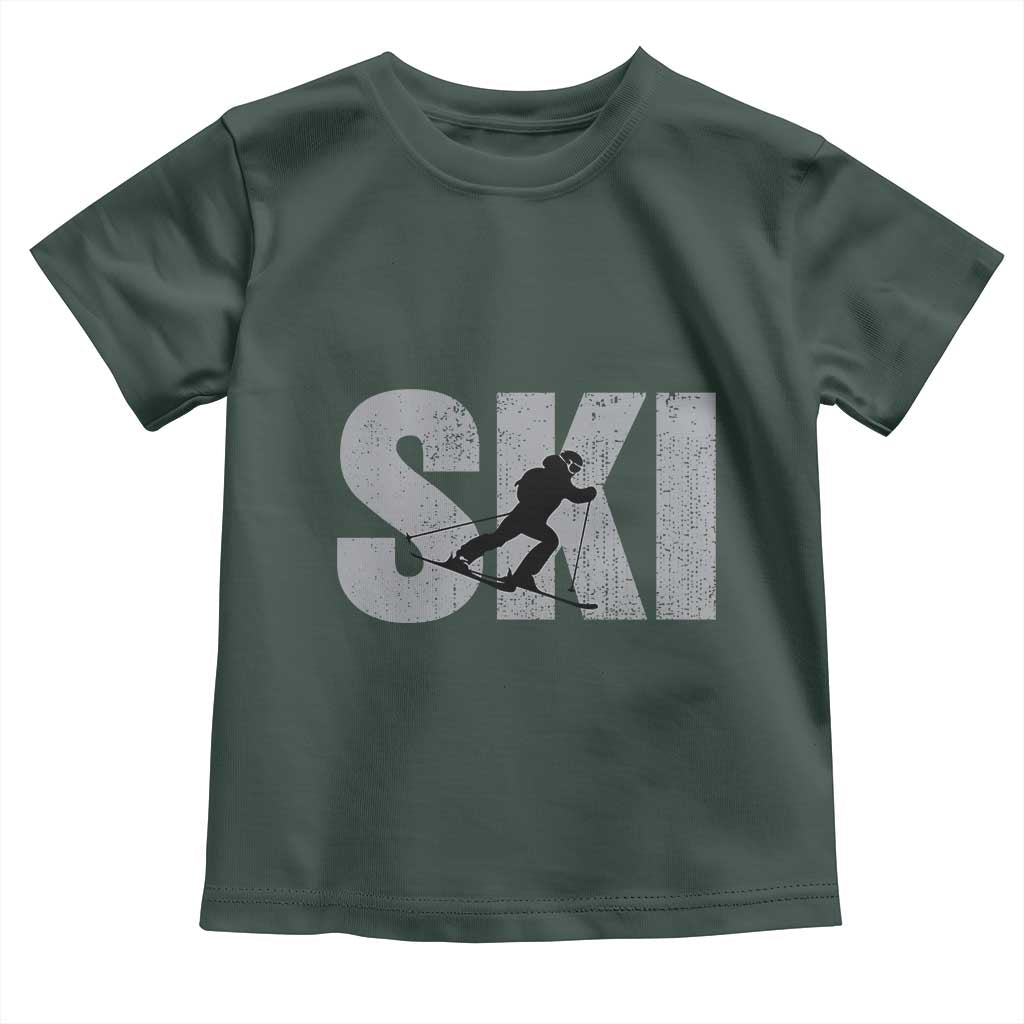 Cool Distressed Skiing Toddler T Shirt for Skiers