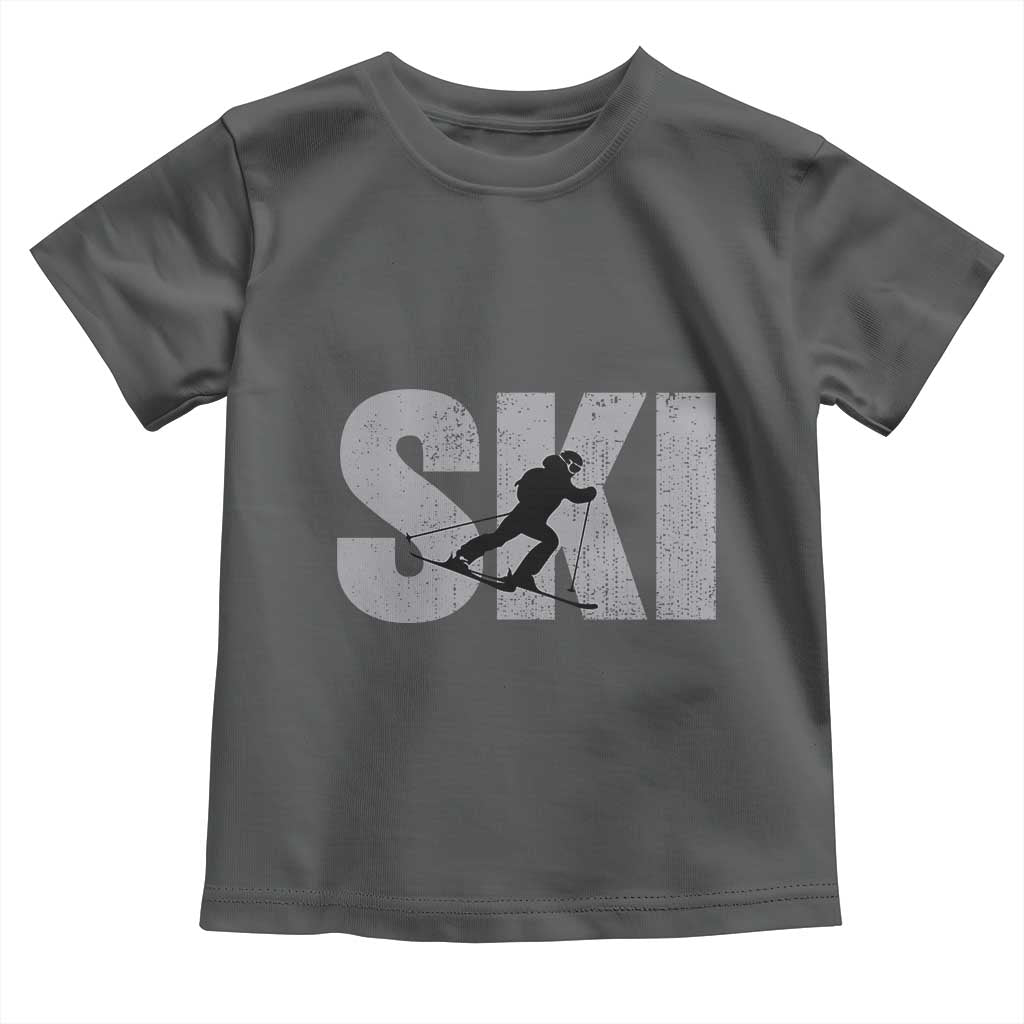 Cool Distressed Skiing Toddler T Shirt for Skiers