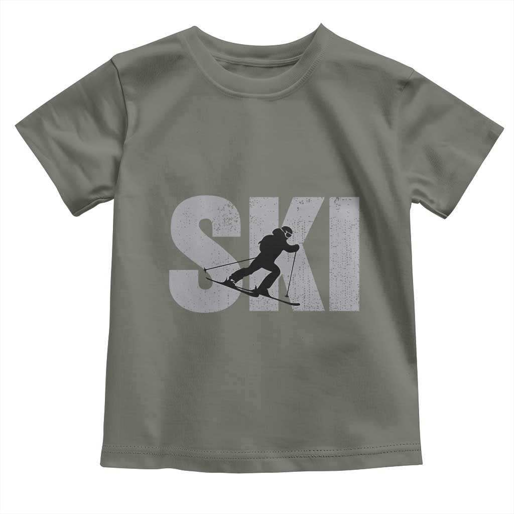 Cool Distressed Skiing Toddler T Shirt for Skiers