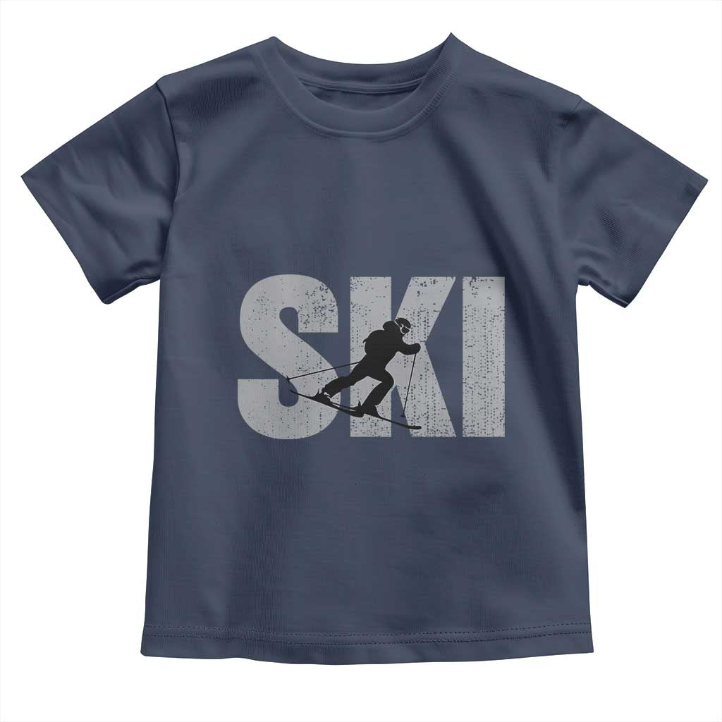 Cool Distressed Skiing Toddler T Shirt for Skiers