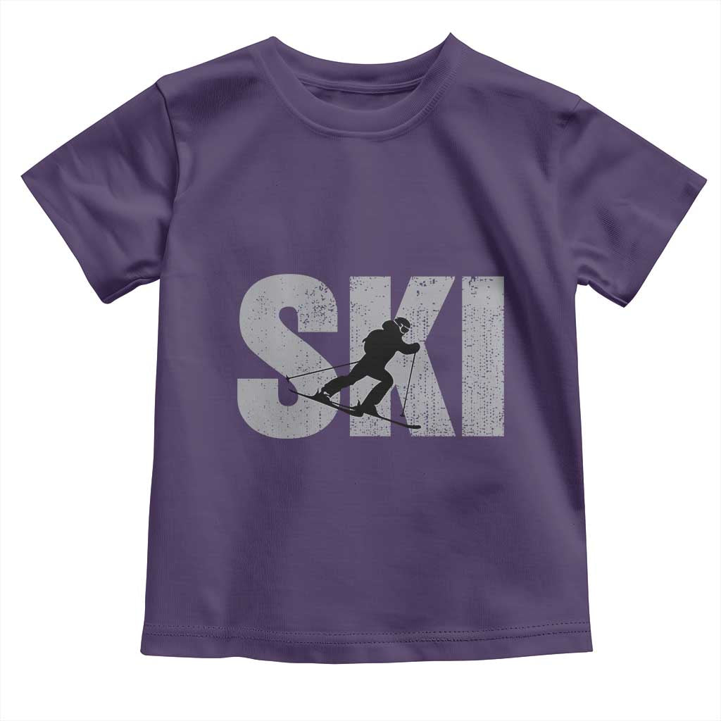 Cool Distressed Skiing Toddler T Shirt for Skiers
