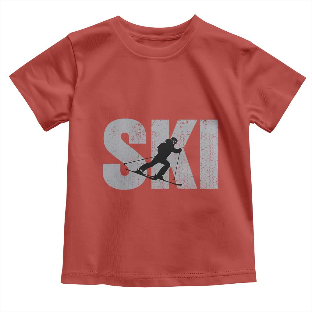 Cool Distressed Skiing Toddler T Shirt for Skiers