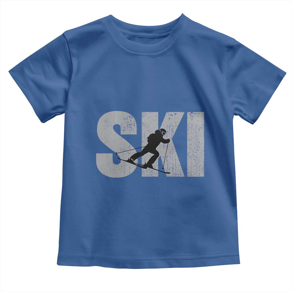 Cool Distressed Skiing Toddler T Shirt for Skiers