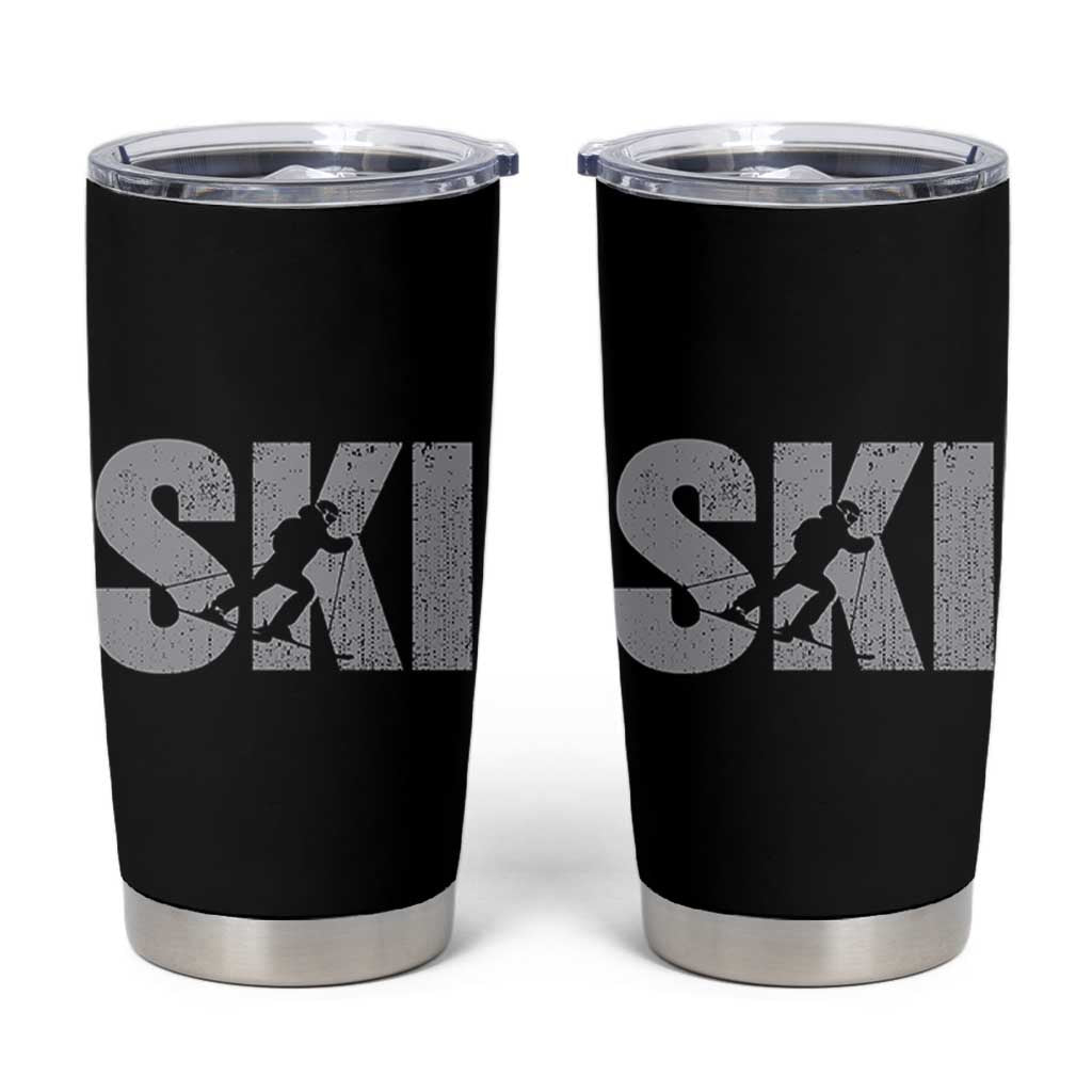 Cool Distressed Skiing Tumbler Cup for Skiers