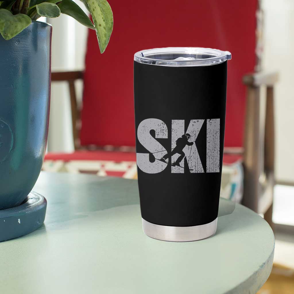Cool Distressed Skiing Tumbler Cup for Skiers