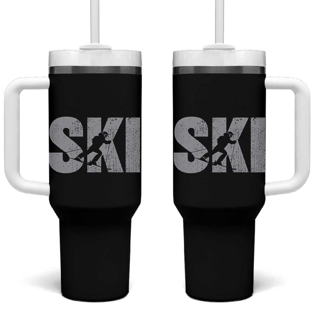 Cool Distressed Skiing Tumbler With Handle for Skiers