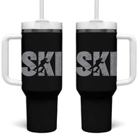 Cool Distressed Skiing Tumbler With Handle for Skiers