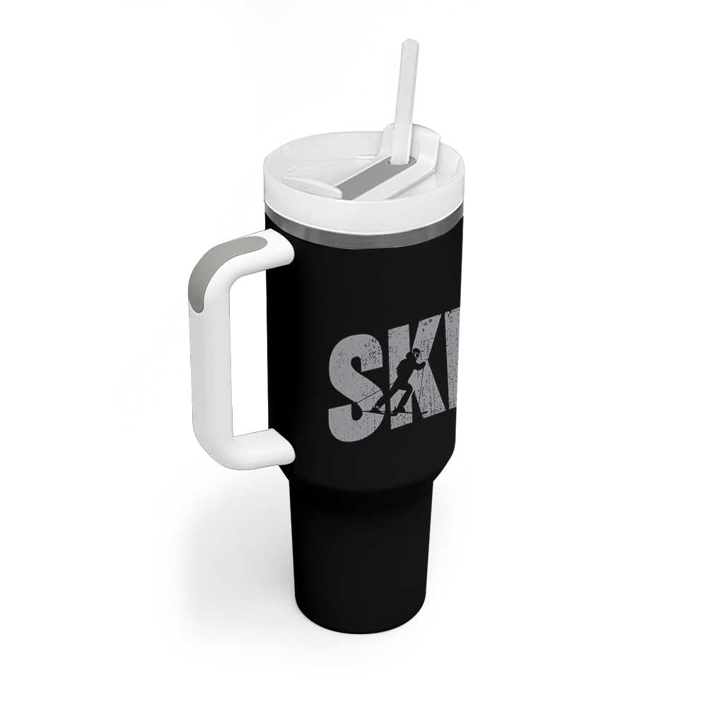 Cool Distressed Skiing Tumbler With Handle for Skiers