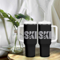 Cool Distressed Skiing Tumbler With Handle for Skiers