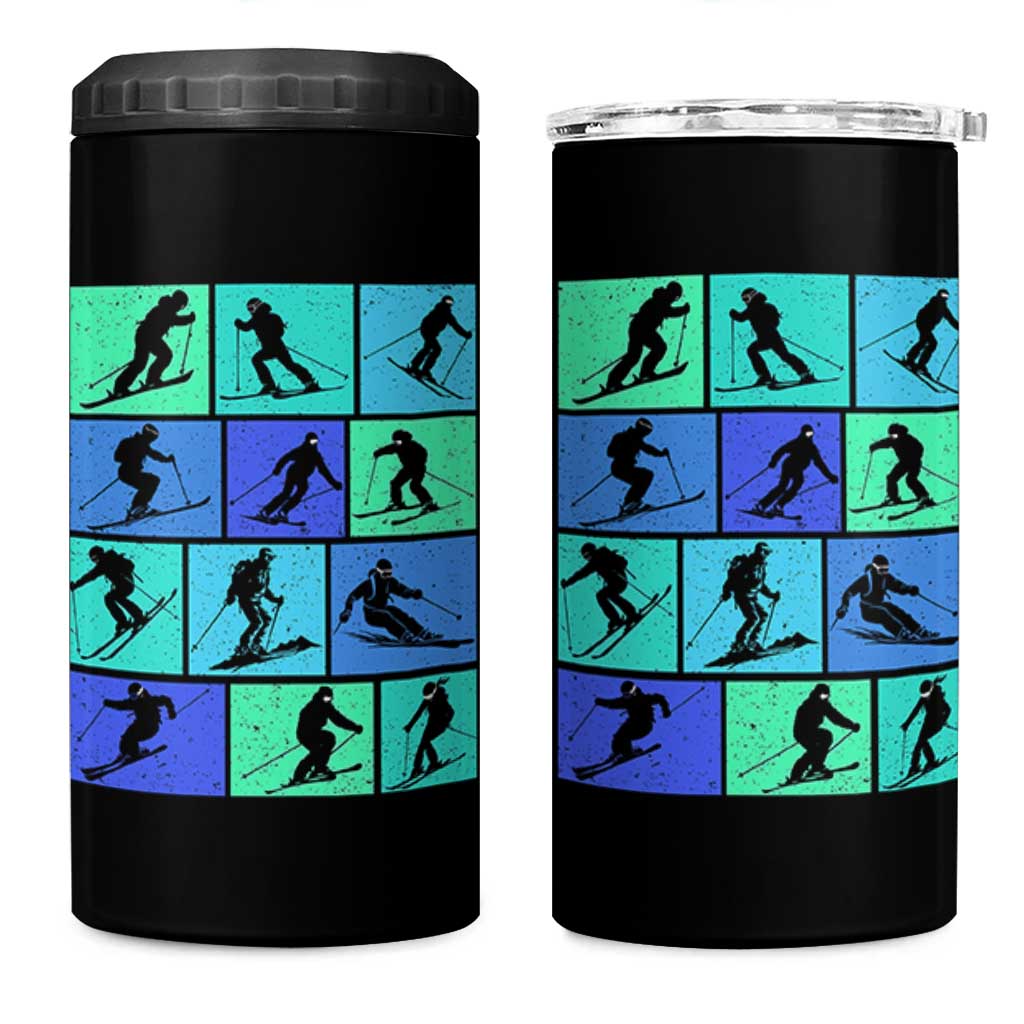 Skiing 4 in 1 Can Cooler Tumbler for Skiers Wintersport Ski Snowboard