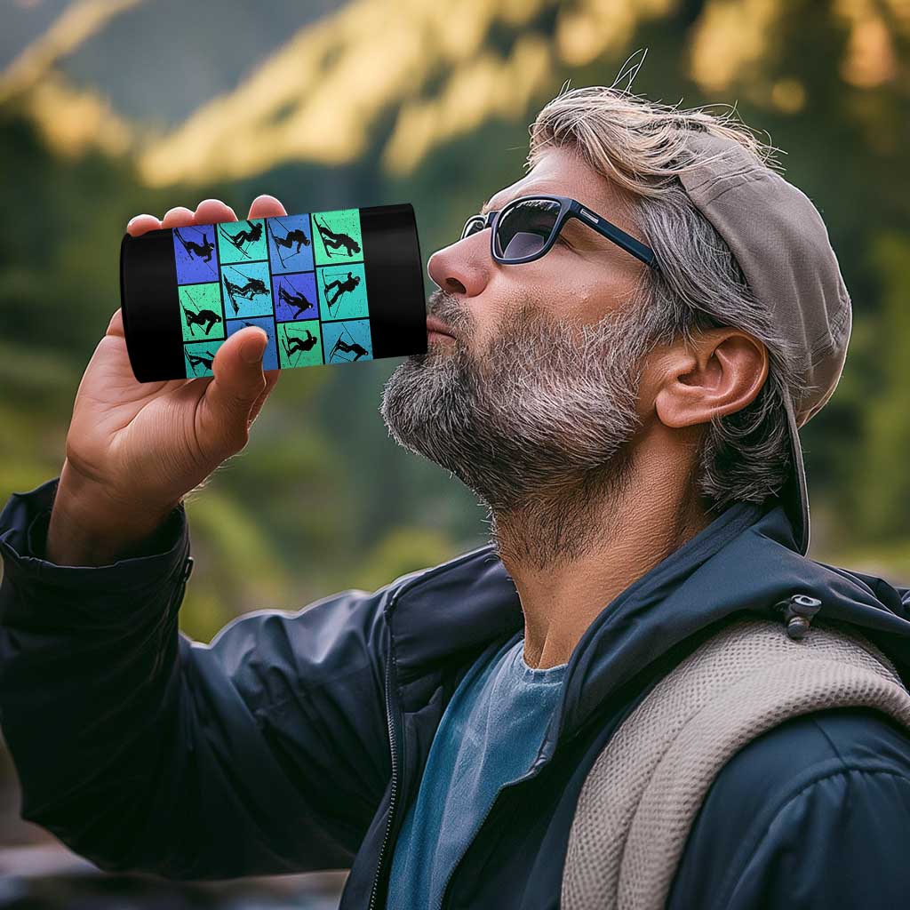 Skiing 4 in 1 Can Cooler Tumbler for Skiers Wintersport Ski Snowboard