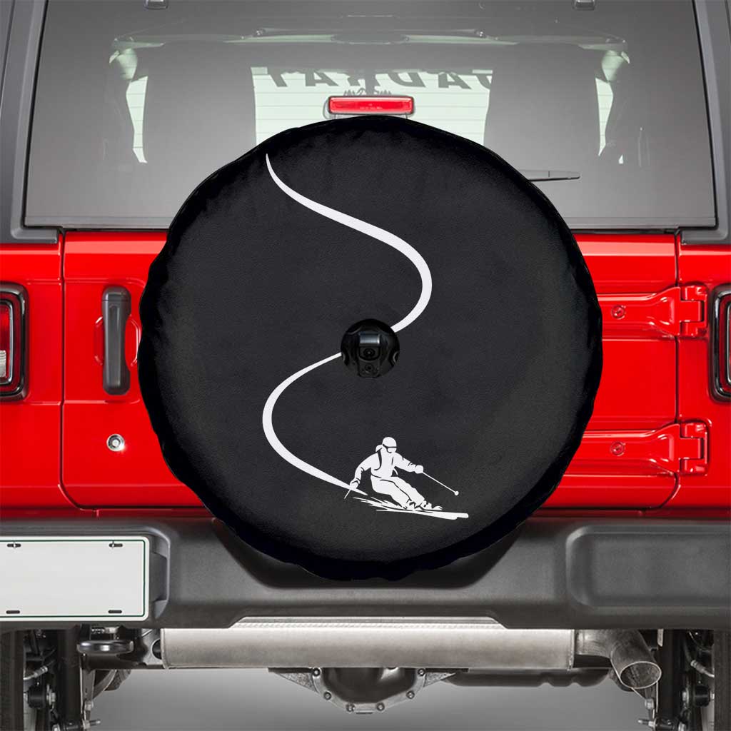 Skiing Spare Tire Cover Skier With Tracks In Deep Powder Snow Freeride Gift