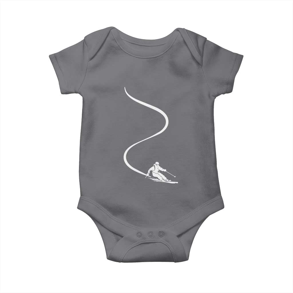 Skiing Baby Onesie Skier With Tracks In Deep Powder Snow Freeride Gift