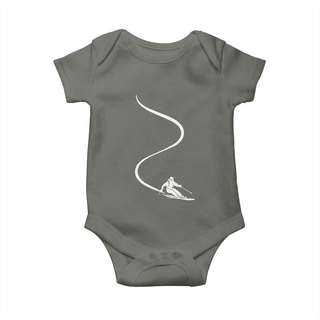 Skiing Baby Onesie Skier With Tracks In Deep Powder Snow Freeride Gift