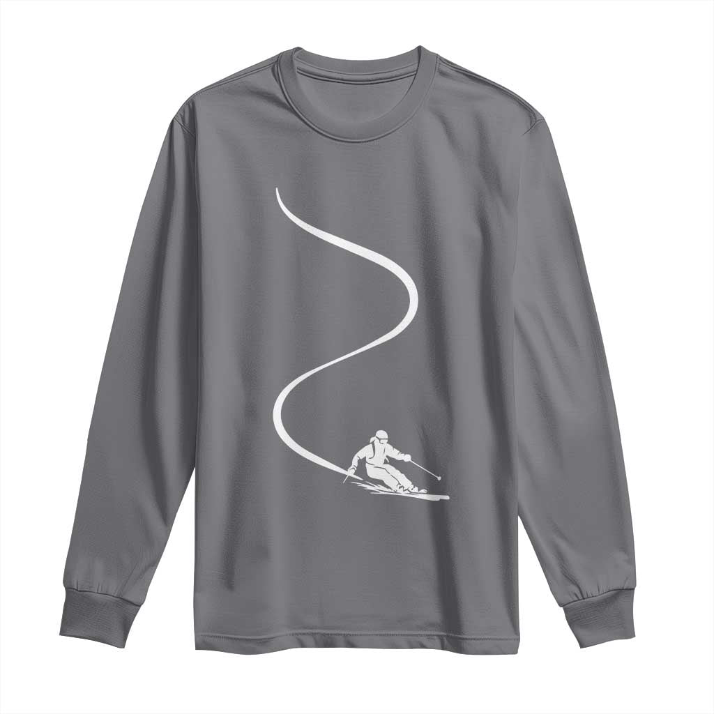 Skiing Long Sleeve Shirt Skier With Tracks In Deep Powder Snow Freeride Gift