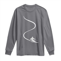Skiing Long Sleeve Shirt Skier With Tracks In Deep Powder Snow Freeride Gift